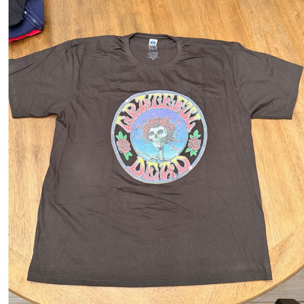 Grateful Dead Bertha Skull Roses Graphic T-Shirt Brown XXL 2022 Starworld UK